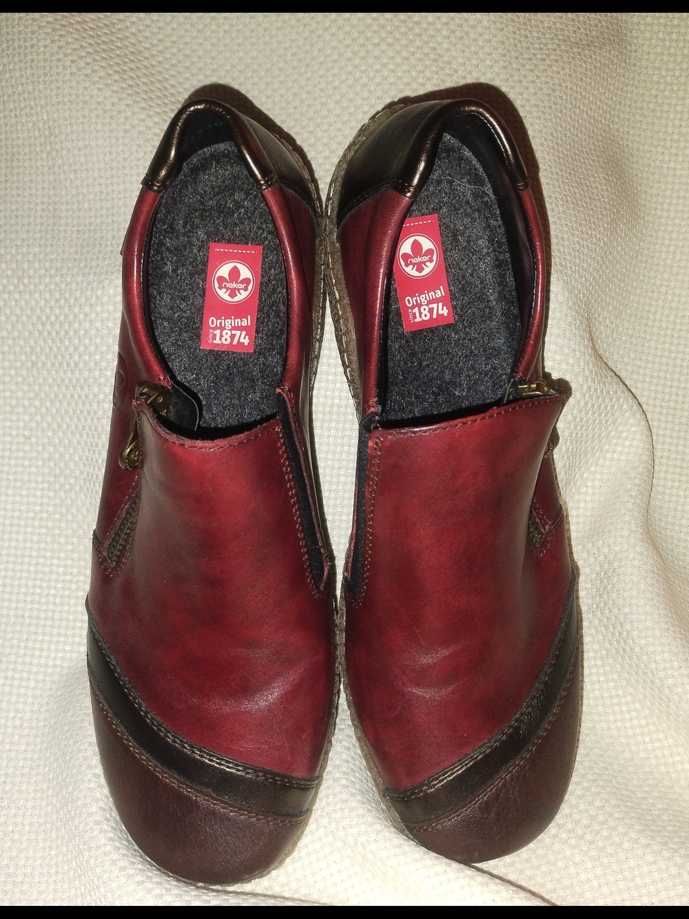 Rieker Original 1874 Women's Size 9 (40) Oxblood And Brown Leather Walking Shoes